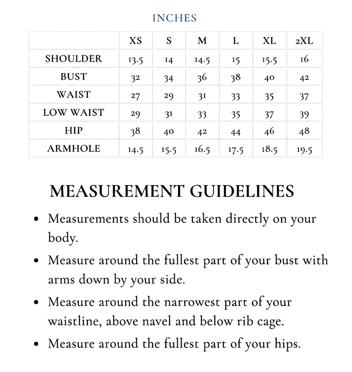 Size chart